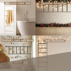 Blanket Ladder for The Living Room 6-Tier, Wooden Decorative Quilt Holder for Bed Room, Wall-Leaning Wood Towel Rack for Bath