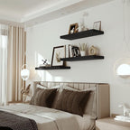 Vivelove Black Floating Shelves for Wall Mounted, 24 inchs x 9.1” Deep x 1.6” Thick Wall Shelves for Bedroom, Living Room, Ba