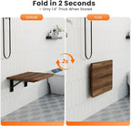 Foldable Walnut Floating Wall Shelves 16 inch, Bathroom Shelves Wall Mounted,12" Deep Wood Floating Kitchen shelves,Easy to I