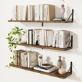 Floating Shelves, Wall Book Shelf with Brackets, 36 inch Wall Shelves Set of 3, Particle Board Wooden Shelf for Kitchen, Bath