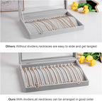 Frebeauty 15 Hooks Necklace Tray Velvet Neckalce Organizer with Clear Lid Lockable Necklace Holder Box Jewelry Organizer for 