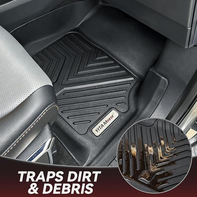 YITAMOTOR Floor Mats Compatible with Honda 2017-2022 CR-V, 1st & 2nd Row All Weather Protection, Black