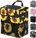 3 Gallons Car Trash Can with Lid, Car Bag Bin Hanging Waterproof Automotive Garbage Cans Leak Proof Vehicle Trash Can Sunflower