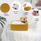 COMFY-HOMI 13" x 8.5" x 5.1" Storage Baskets for Organizing | Cotton Rope Woven Basket | Toy Storage Bin Box | Basket for She
