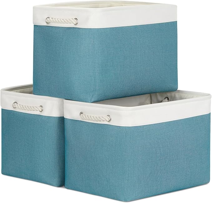 Bidtakay Large Storage Baskets for Shelves 3 Pack 16x11.8x11.8 Inch Storage Bins for Organizing Fabric Storage Cubes for Clos