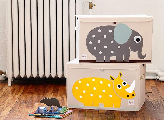 3 Sprouts Large Toy Chest for Kids with Lid and Handles - Collapsible Toy Storage Bin/Trunk/Box/Basket Organizer for Boys & G
