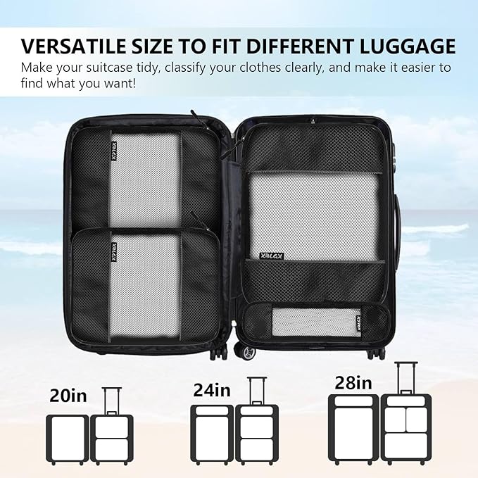 Compression Packing Cubes for Suitcases,5 Set Travel Essentials, Lightweight Luggage Organizer Bags, Travel Cubes for Carry o