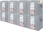 WISELIFE Storage Bags 8 Pack/100L Large Blanket Clothes Organization and Storage Containers for Comforters,Bedding, Foldable 