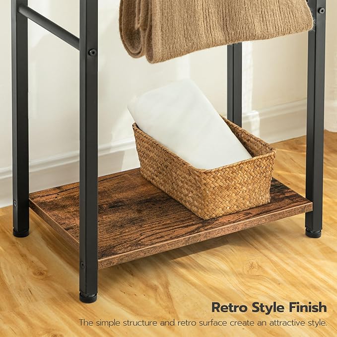 HOOBRO Free Standing Towel Rack for Bathroom, 2 Tier Blanket Rack, 16.5" L x 9.4" W x 31.5" H, Blanket Holder, Drying and Dis