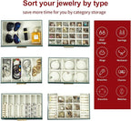 BOOVO Jewelry Box for Women, Green 6 Layer Large Jewelry Organizer with Glass Lid for Necklace, Bracelet, Earrings Storage, J