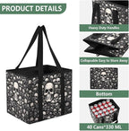 Skull Black Reusable Grocery Bags Large Shopping Tote Bag with Reinforced Bottom Board, Water Resistant Foldable Storage Bags