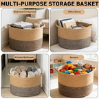 65L Large Blanket Basket,19.7" L x 19.7" W x 13" H Rope Woven Baskets with Handles, Toys Storage Bins,Laundry Basket Perfect 