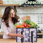 Reusable Grocery Bags Heavy Duty Shopping Bags Foldable Large Tote Bags with Long Handles & Hard Bottom