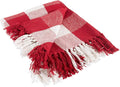 DII Buffalo Check Collection Rustic Farmhouse Throw Blanket with Tassles, 50x60, Red/White