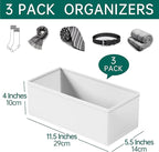 3 PACK Drawer Organizer Clothes，drawer Divider， Dresser Drawer Storage for Sock, Underwear, Bra，Panties，Belt, Tie, Stockings,