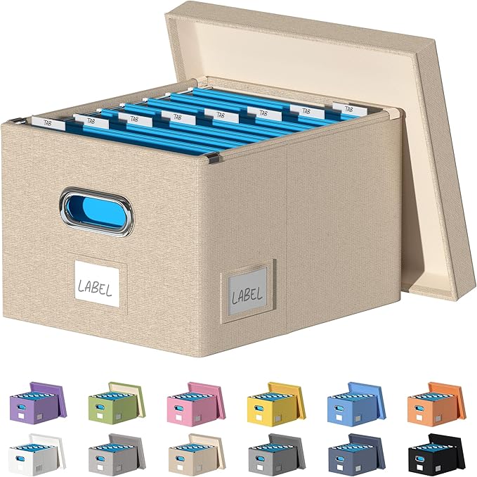 File Organizer Collapsible Storage Box for Office File Box with Lids Document Organizer for Office and Home Easy Slide Durabl