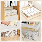 Wisuce Bamboo Under Bed Storage Containers- Underbed Organizer with Wheels with Large Dust Bag,Sturdy Wood Rolling Under the 