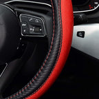 LABBYWAY Microfiber Leather Auto Car Steering Wheel Cover, Universal 15 Inch Anti-Slip Wheel Protector, Red