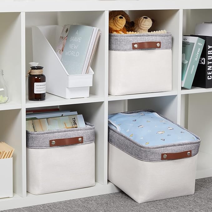 HNZIGE Large Storage Baskets for Shelves(3 Pack) Fabric Storage Toy Baskets with Handles, Decorative Foldable Storage Bins fo