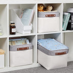 HNZIGE Large Storage Baskets for Shelves(3 Pack) Fabric Storage Toy Baskets with Handles, Decorative Foldable Storage Bins fo
