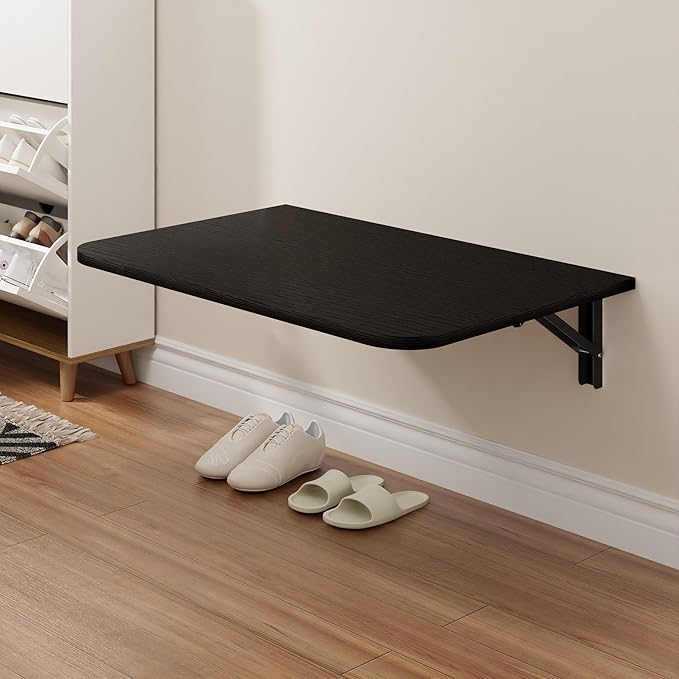 Foldable Floating Wall Shelves 20 inch, Bathroom Shelves Wall Mounted,12" Deep Wood Floating Kitchen shelves,Easy to Install 