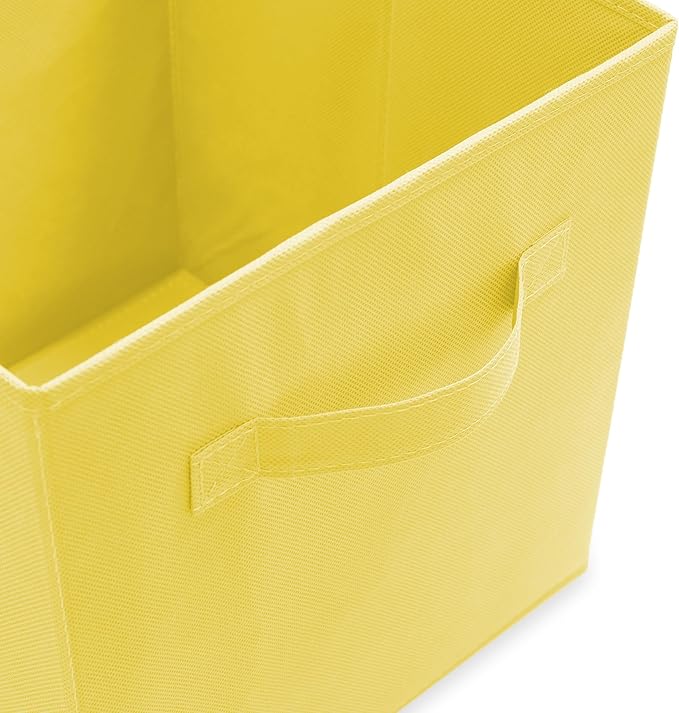 Casafield Set of 6 Collapsible Fabric Cube Storage Bins, Yellow - 11" Foldable Cloth Baskets for Shelves, Cubby Organizers & 