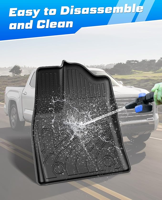 Sunsdrew Floor Mats for 2022-2025 2026 Toyota Tundra CrewMax Cab, All Weather Floor Liners for Tundra Accessories, 3PCS Front Rear 2 Rows Car Mats TPE Rubber Raised Edge