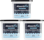 Moisture Absorber Tub with Activated Charcoal - 3-Pack - 18 oz Disposable Odor Eliminator Box & Dehumidifier for Garage,