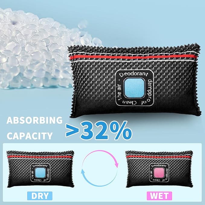 Kwak's Car Dehumidifier Bags Reusable,Portable Silica Gel Desiccant Packs for Car Interior Dashboard Windshield Condensation