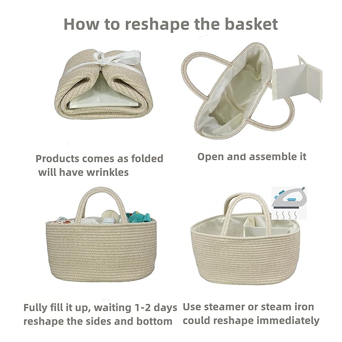 XUANGUO Large Baby Diaper Caddy Organizer for Girl Boy Rope Nursery Storage Bin Basket Portable Holder Tote Bag for Changing 
