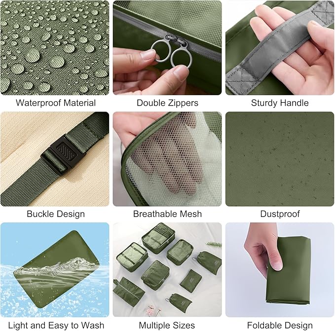 Packing Cubes for Travel - 8 Set Luggage Organizer Bags for Family, Mesh Breathable Packing Cubes for Suitcases Durable Trave