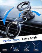 for MagSafe Car Mount [95LBS Max Suction & 2400gf Strong Magnet], Ultra-Thin 360° Adjustable Vacuum Magnetic Car Cell Phone Holder [All-Metal] for iPhone 17-12 Pro Max & Android Car Accessories