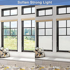 Volcanics Frosted Glass Window Privacy Film with Installation Tools, Removable Static Cling Bathroom Window Film, Heat Control UV Blocking, Peep-Proof, Ideal for Home Office 35.4 x 39.3 Inches