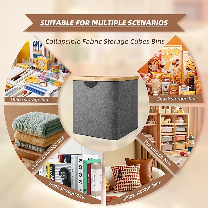 Cube Storage Bin 12 Inch -2 Pack,Collapsible Cube Storage Organizer with Handles,Fabric Storage Bins for Cubes Storages,Squar
