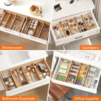 Lifewit 4" High 8 Pack Bamboo Drawer Dividers 43-54cm/17-21.5" Adjustable Wooden Drawer Organizer for Clothes/Utensils, Expan