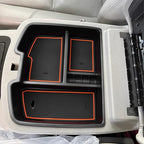 Center Console Organizer Compatible with 2007-2014 Chevy Silverado GMC Sierra Avalanche Tahoe Suburban Yukon Yukon XL Accessories, Floor Mounted Center Console ONLY, Orange Trim