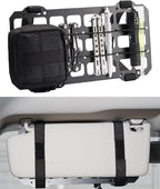 TACNEX Car Sun Visor Organizer Vehicle Rigid MOLLE Panel Tactical Gear Rack EDC Pouch Tool Holster Bag Holder Visor Cover Truck Equipment Mount Plate Modular Storage Shelf Auto Accessories