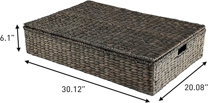happimess BSK2015C Holden 30" Classic Costal Hand-Woven Hyacinth Wicker Under Bed Storage Basket with for Storage and Decorat