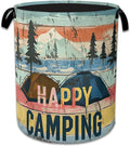Happy Camping Laundry Basket Collapsible Laundry Hamper, Oxford Cloth Storage Bin for Room/Bathroom/Bedroom/Dormitories 16" X