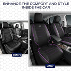 Skechers Air-Cooled Memory Foam Seat Covers,Mesh Thick Car Seat Covers,Piping Leather Car Seat Covers Front Seats,Airbag Comp