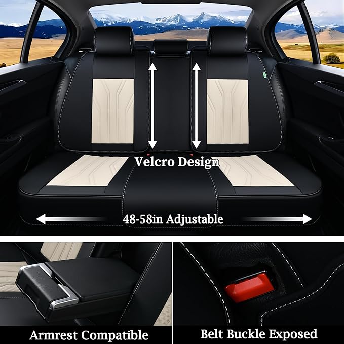 FLORICH Leather Seat Covers, Seat Covers Full Set, Car Seat Protectors 5 Seats, Automotive Seat Covers Fit for Most Cars Truc