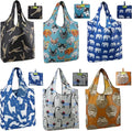 BeeGreen Shopping Bags Cloth Grocery Bags Foldable Travel Bag Tote Bags Bulk - Reusable Gift Bags with Handles (6 Pack) - Heavy Duty Large Washable Animal Holiday Design for Women Travel & Groceries
