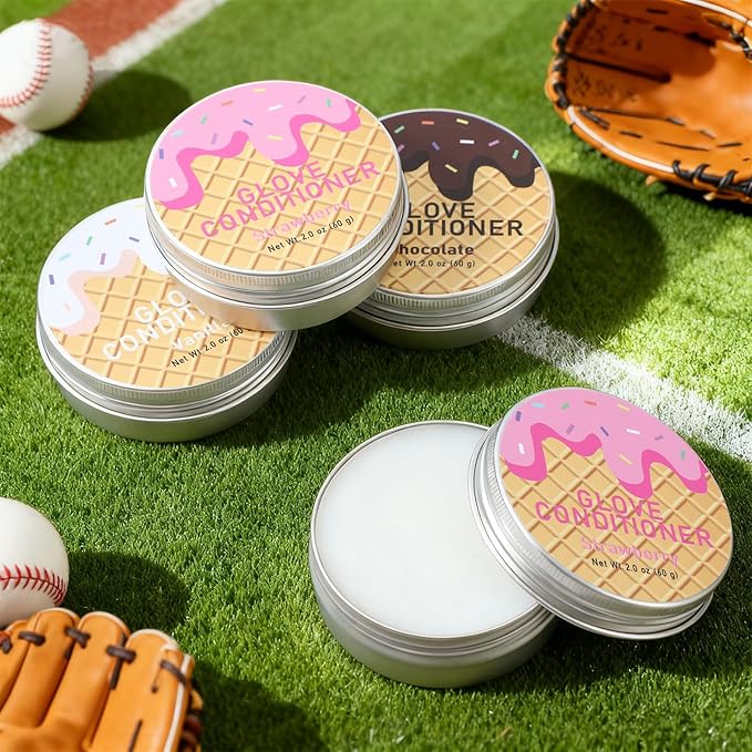 6 Pcs Baseball Glove Conditioner Bulk Strawberry, Chocolate, Vanilla Ice Cream Scented Glove Conditioning 2oz for Baseball, S