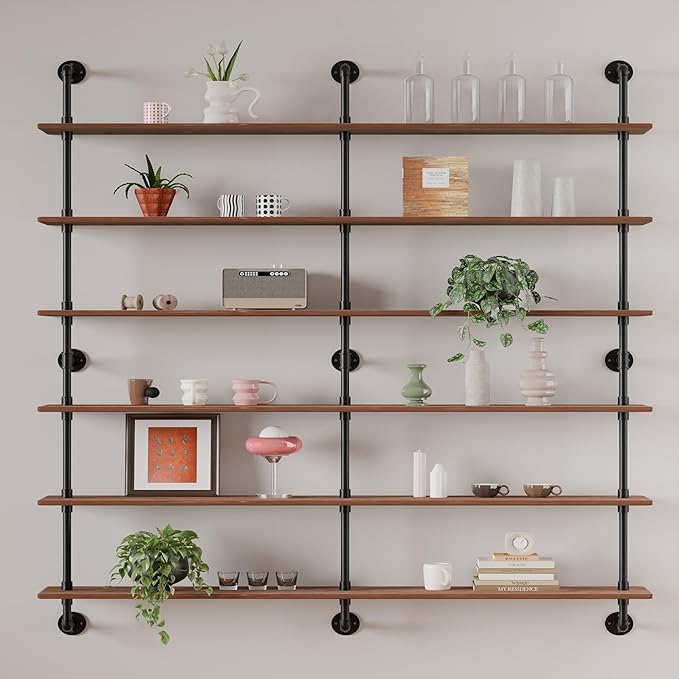 Floating Shelves for Wall Living Room Shelves Bookshelf Industrial Pipe Shelving Shelf Real Wood Planks 60 inch Rustic Wall S