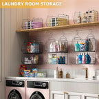 X-cosrack 7 Tier Foldable Hanging Closet Organizer and Storage,Wire Closet Shelving with 4 Large Hooks+ 5 S Hooks,Hanging Bas