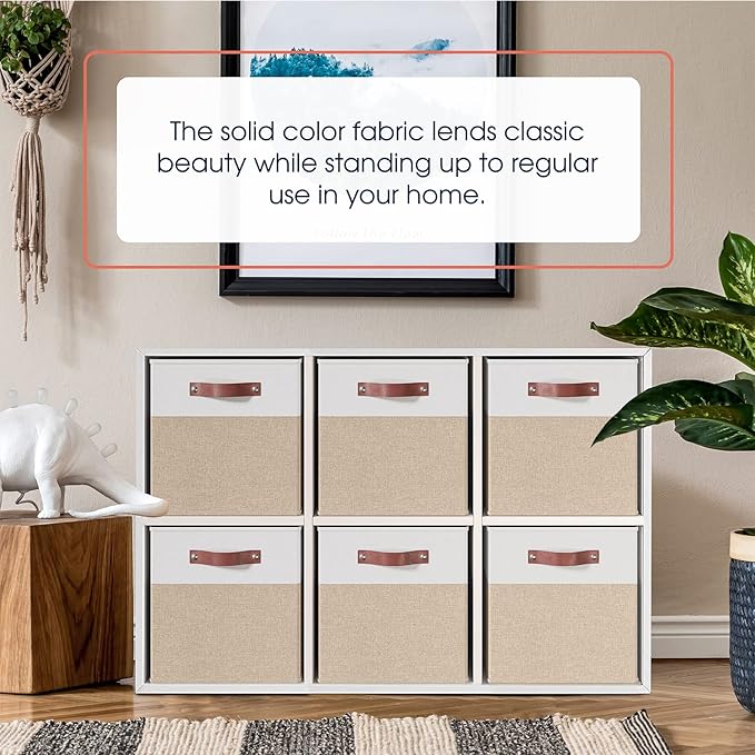 Ornavo Home 13 x 13 Storage Cube Bins, Foldable Collapsible Fabric Storage Bins Box Linen Shelf Basket Cube Organizer for Clo
