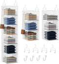 6 Tier Closet Hanging Organizer, Metal Closet Organizers and Storage with 4 Hanging Hooks 4 S-Hooks for Wardrobe Laundry Room