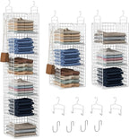 6 Tier Closet Hanging Organizer, Metal Closet Organizers and Storage with 4 Hanging Hooks 4 S-Hooks for Wardrobe Laundry Room