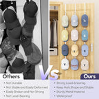 SWTYMIKI Over Door Hat Organizer - 3 Packs Metal Hanging Hat Rack with 12 Hooks Design, Baseball Cap Hanger Organizer Storage