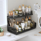 Under Sink Organizer Upgrade To Professional Rails,2-Tier Dual Pull Out Cabinet Storage,Height Adjustable Slide Out Drawers F